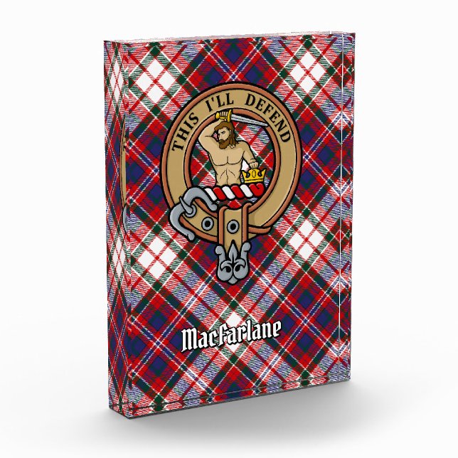 Clan MacFarlane Crest over Dress Tartan Acrylic Award (Left)