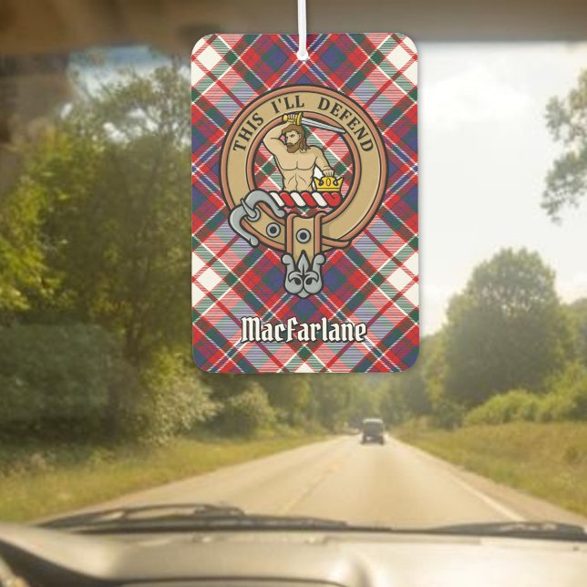 Clan MacFarlane Crest over Dress Tartan Air Freshener (Creator Uploaded)