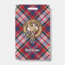 Clan MacFarlane Crest over Dress Tartan Badge