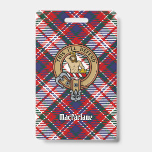 Clan MacFarlane Crest over Dress Tartan Badge