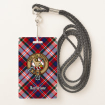 Clan MacFarlane Crest over Dress Tartan Badge