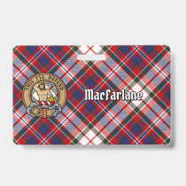 Clan MacFarlane Crest over Dress Tartan Badge