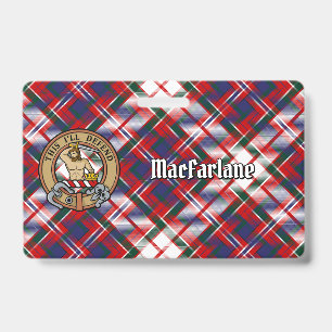 Clan MacFarlane Crest over Dress Tartan Badge