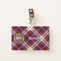 Clan MacFarlane Crest over Dress Tartan Badge