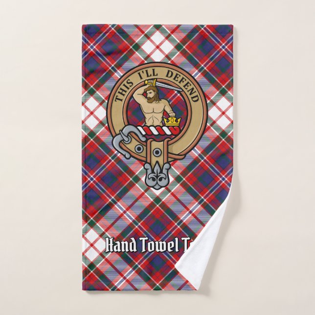 Clan MacFarlane Crest over Dress Tartan Bath Towel Set (Hand Towel)