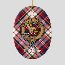 Clan MacFarlane Crest over Dress Tartan Ceramic Ornament