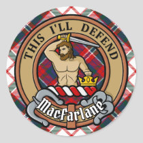 Clan MacFarlane Crest over Dress Tartan Classic Round Sticker