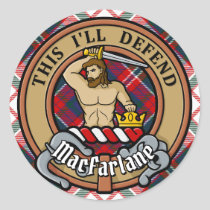 Clan MacFarlane Crest over Dress Tartan Classic Round Sticker
