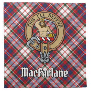 Clan MacFarlane Crest over Dress Tartan Cloth Napkin