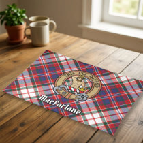 Clan MacFarlane Crest over Dress Tartan Cloth Placemat