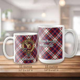 Clan MacFarlane Crest over Dress Tartan Coffee Mug