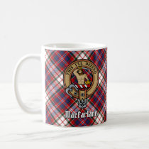 Clan MacFarlane Crest over Dress Tartan Coffee Mug