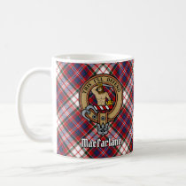 Clan MacFarlane Crest over Dress Tartan Coffee Mug