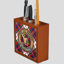 Clan MacFarlane Crest over Dress Tartan Desk Organizer