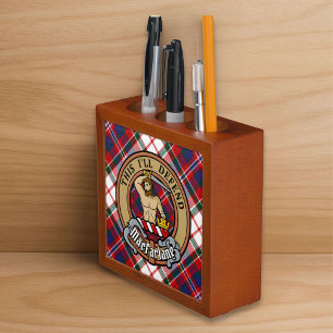 Clan MacFarlane Crest over Dress Tartan Desk Organizer