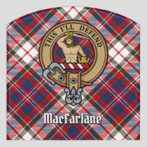 Clan MacFarlane Crest over Dress Tartan Door Sign