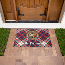 Clan MacFarlane Crest over Dress Tartan Doormat