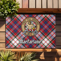 Clan MacFarlane Crest over Dress Tartan Doormat