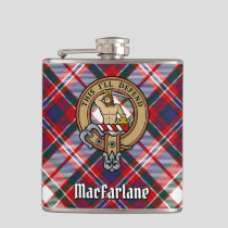 Clan MacFarlane Crest over Dress Tartan Flask