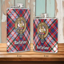 Clan MacFarlane Crest over Dress Tartan Flask