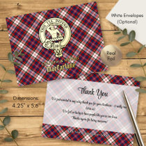 Clan MacFarlane Crest over Dress Tartan Foil Invitation Postcard
