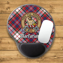 Clan MacFarlane Crest over Dress Tartan Gel Mouse Pad