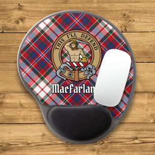 Clan MacFarlane Crest over Dress Tartan Gel Mouse Pad