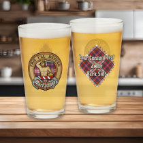 Clan MacFarlane Crest over Dress Tartan Glass