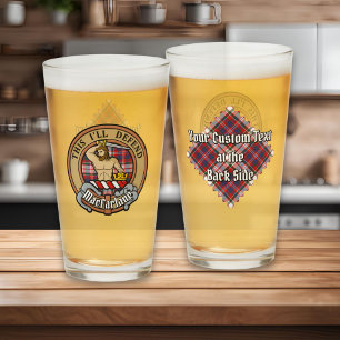 Clan MacFarlane Crest over Dress Tartan Glass