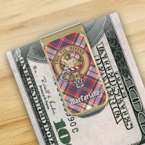 Clan MacFarlane Crest over Dress Tartan Gold Finish Money Clip