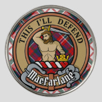 Clan MacFarlane Crest over Dress Tartan Golf Ball Marker