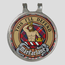 Clan MacFarlane Crest over Dress Tartan Golf Hat Clip