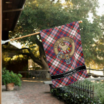 Clan MacFarlane Crest over Dress Tartan House Flag