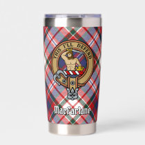 Clan MacFarlane Crest over Dress Tartan Insulated Tumbler