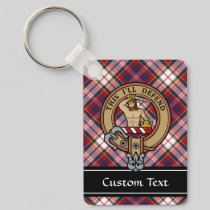 Clan MacFarlane Crest over Dress Tartan Keychain