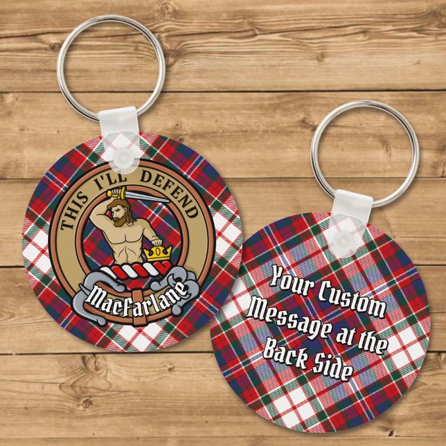 Clan MacFarlane Crest over Dress Tartan Keychain (Creator Uploaded)