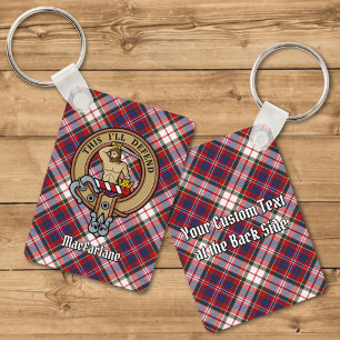 Clan MacFarlane Crest over Dress Tartan Keychain