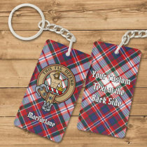 Clan MacFarlane Crest over Dress Tartan Keychain