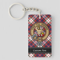 Clan MacFarlane Crest over Dress Tartan Keychain