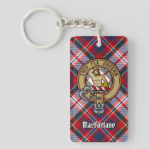 Clan MacFarlane Crest over Dress Tartan Keychain