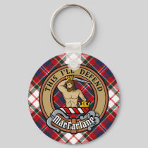 Clan MacFarlane Crest over Dress Tartan Keychain