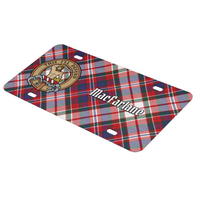 Clan MacFarlane Crest over Dress Tartan License Plate (Side)