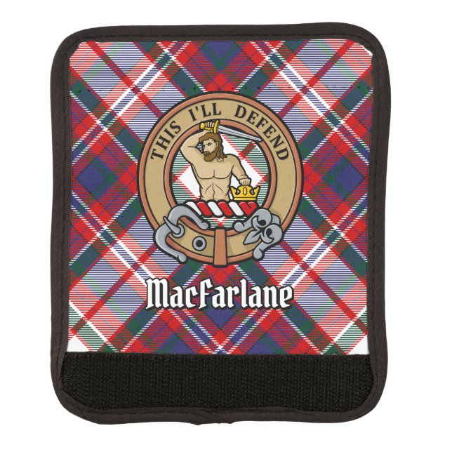 Clan MacFarlane Crest over Dress Tartan Luggage Handle Wrap (Front)