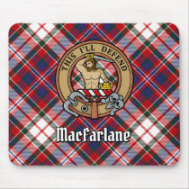 Clan MacFarlane Crest over Dress Tartan Mouse Pad