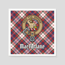 Clan MacFarlane Crest over Dress Tartan Napkins