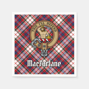 Clan MacFarlane Crest over Dress Tartan Napkins