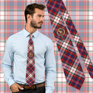 Clan MacFarlane Crest over Dress Tartan Neck Tie