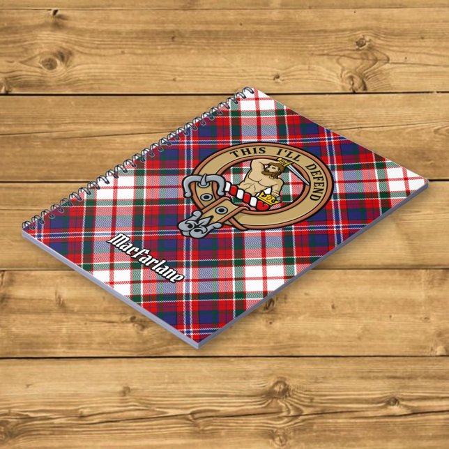 Clan MacFarlane Crest over Dress Tartan Notebook (Creator Uploaded)