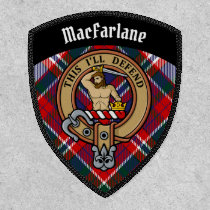 Clan MacFarlane Crest over Dress Tartan Patch