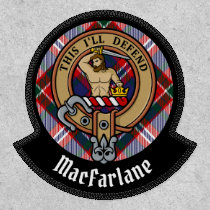 Clan MacFarlane Crest over Dress Tartan Patch